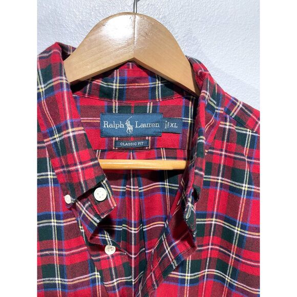 Ralph lauren Classic fit button down shirt flannel long sleeve red plaid men' XL - Picture 4 of 4